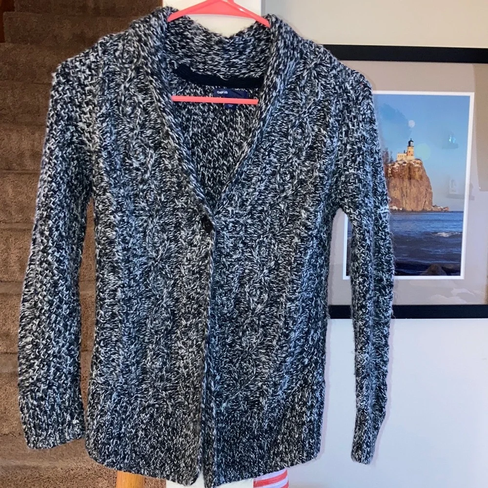 Gap Kids black and white knit cardigan sweater size large - Picture 1 of 16